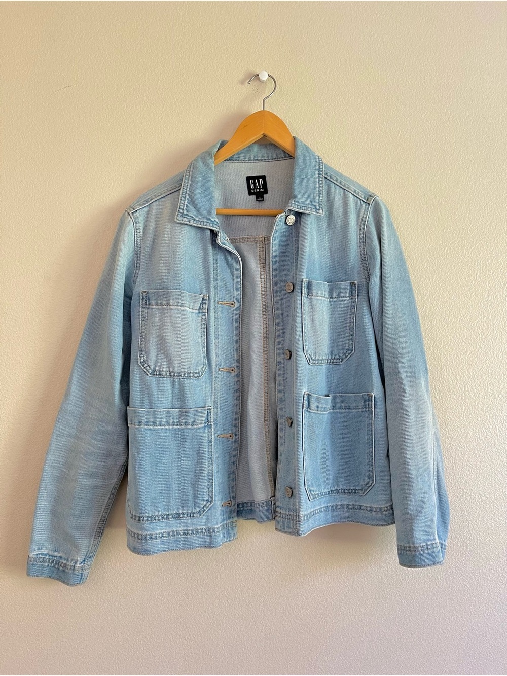 Women’s GAP Washed Light Blue Chore Denim Jacket, Size S